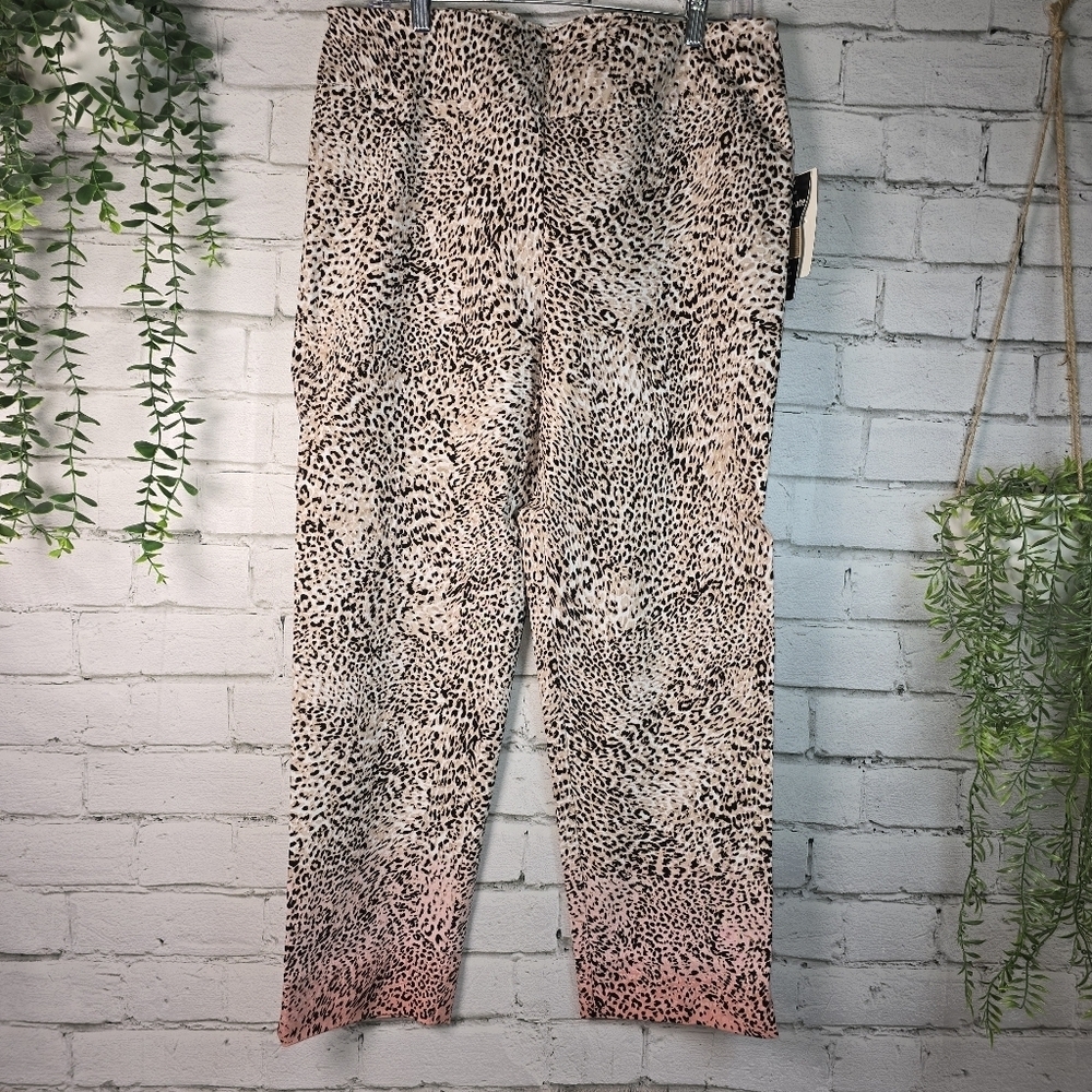 ZAC AND RACHEL LEOPARD PRINT PULL ON STRETCH PANT STRAIGHT LEG WOMENS 14 NWT
